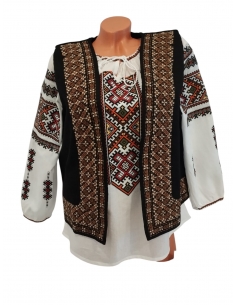 Vesta traditionala dama neagra cu motive romanesti maro