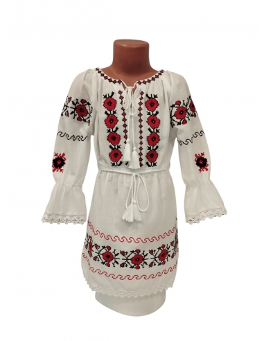 Rochie Traditionala Fetita Alba cu...