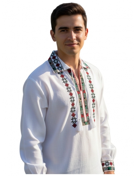 Ie traditionala barbati brodata color – port popular romanesc