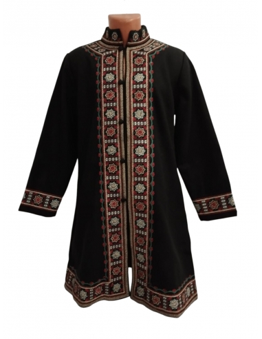 Mantou traditional barbatesc cu broderie etnica negru