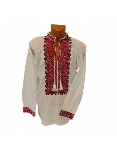 Camasa traditionala barbati din Muntenia cu broderie rosie
