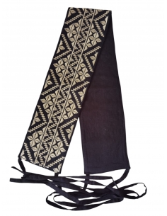 Brau barbatesc traditional brodat negru bej 86x11 cm