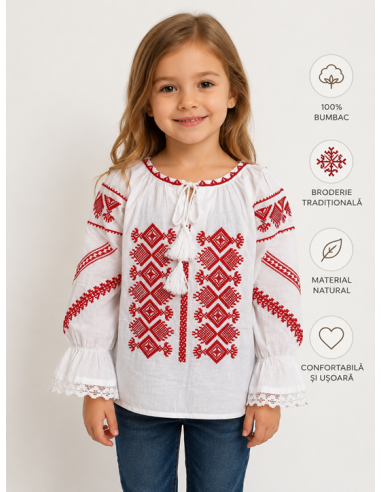 Ie Traditionala Romaneasca cu maneca lunga pentru fetite