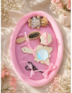 Tavita mot buretata roz pentru botez cu accesorii incluse...