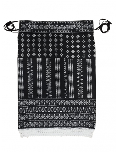 Set traditional dama cu catrinta neagra brodata alb si brau popular romanesc