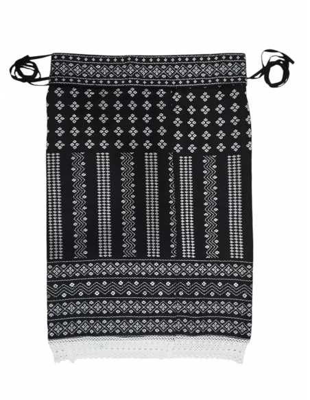 Set traditional dama cu catrinta neagra brodata alb si brau popular romanesc