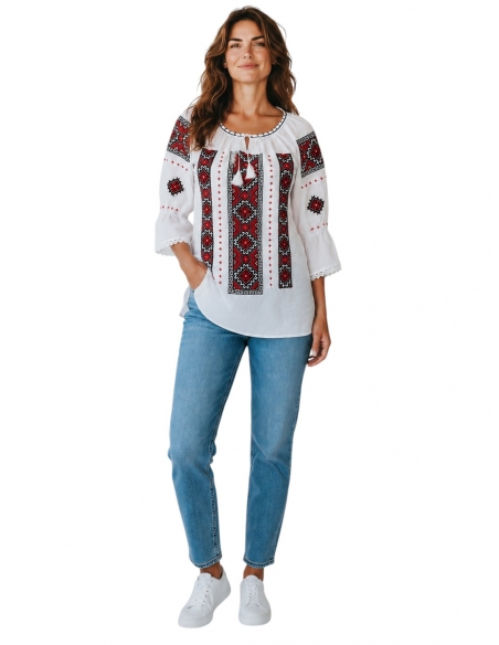 Set Ii Traditionale Romanesti Cuplu – Broderie Rosie si Neagra