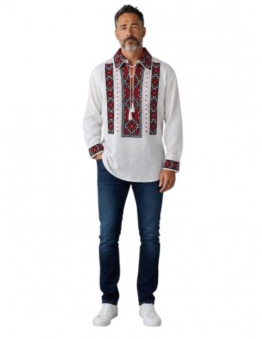 Set Ii Traditionale Romanesti Cuplu – Broderie Rosie si Neagra