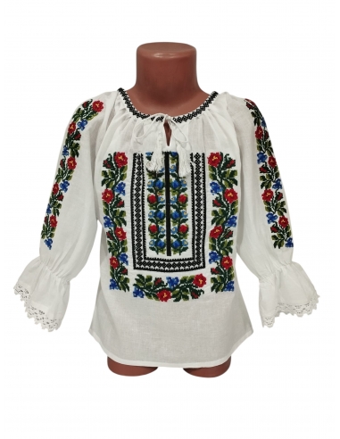 Ie Traditionala Fetite Alba Brodata...