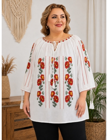 Ie tradițională mărime mare 7XL 8XL 9XL broderie autentică din bumbac