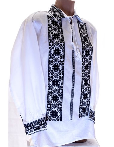 Camasa Traditionala barbati cu marimi de la s la 3xl alba cu broderie de culoare neagra.