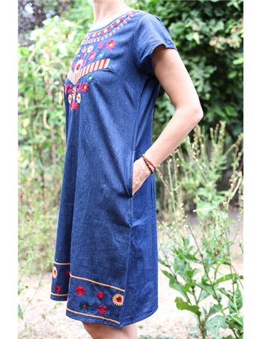 Rochie brodata din denim Elena7