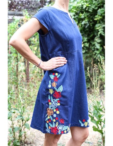 Rochie brodata din denim Elena5