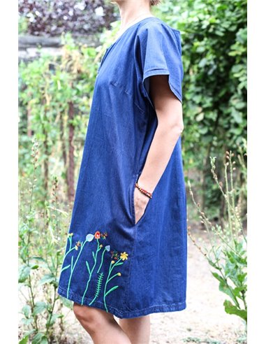 Rochie brodata din denim Elena9