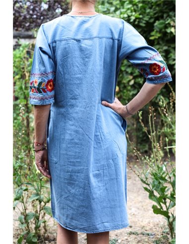 Rochie brodata din denim Elena10