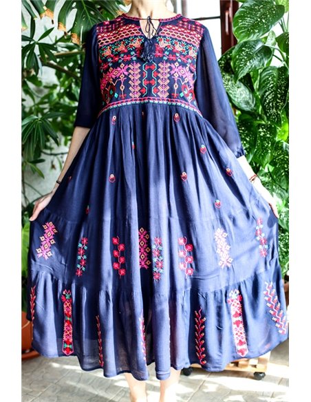 Rochie Traditionala brodata bleumarin Cosmina 14