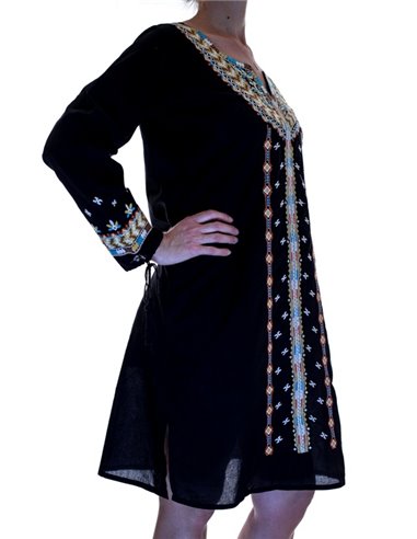 Rochie Traditionala neagra cu motive geometrice