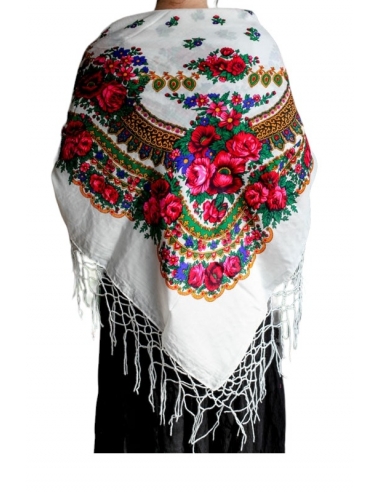 Batic traditional ciucuri alb