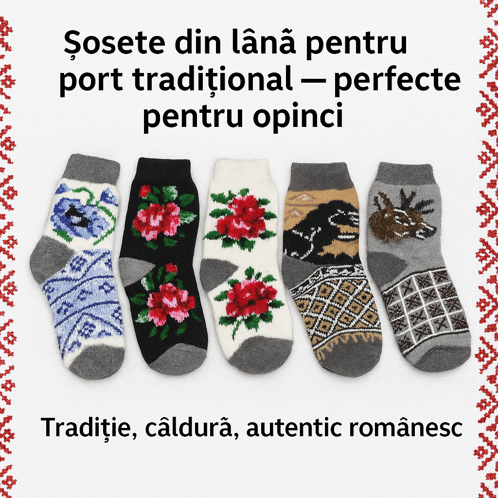 Sosete din lana traditionala ideale pentru opinci si port popular